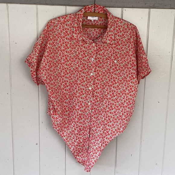 anthropologie SHIRT flower TOP button down - Picture 2 of 4